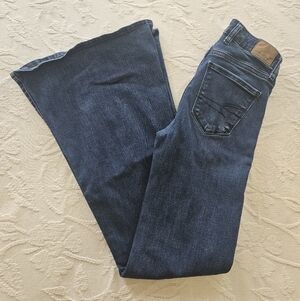 American Eagle Festival Flare Pin Tuck Seam Blue Women's Jeans